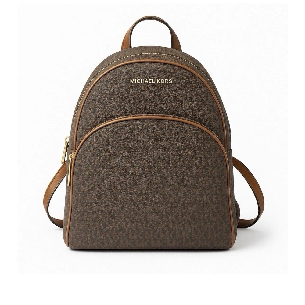 Michael Kors Abbey Medium Logo and Pebbled Leather Backpack